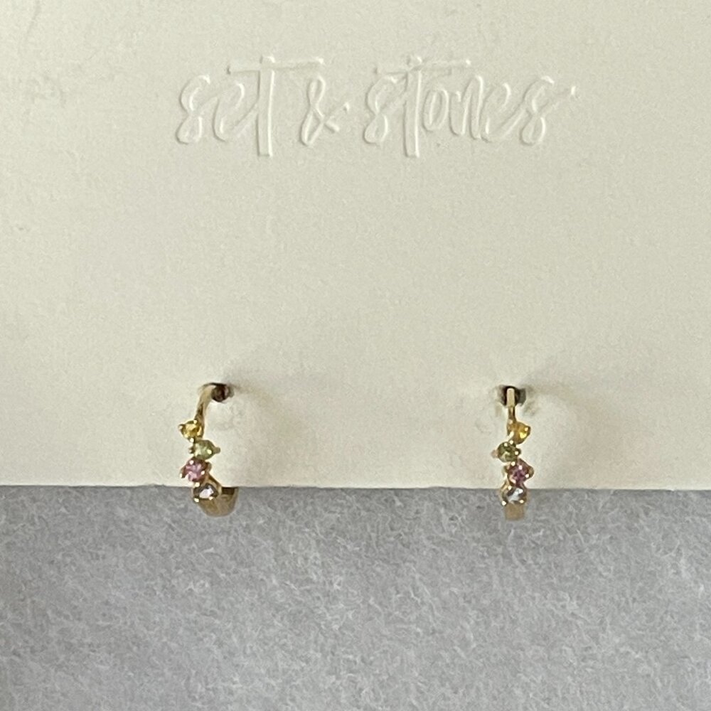 Set and Stones Gold Hoop Earrings
